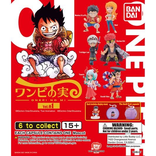 One Piece | Onepi no Mi Series 1 | Blind Mini-Figure | Luffy | Nami | Law | Kid | Yamato, and Kozuki Oden | Bandai