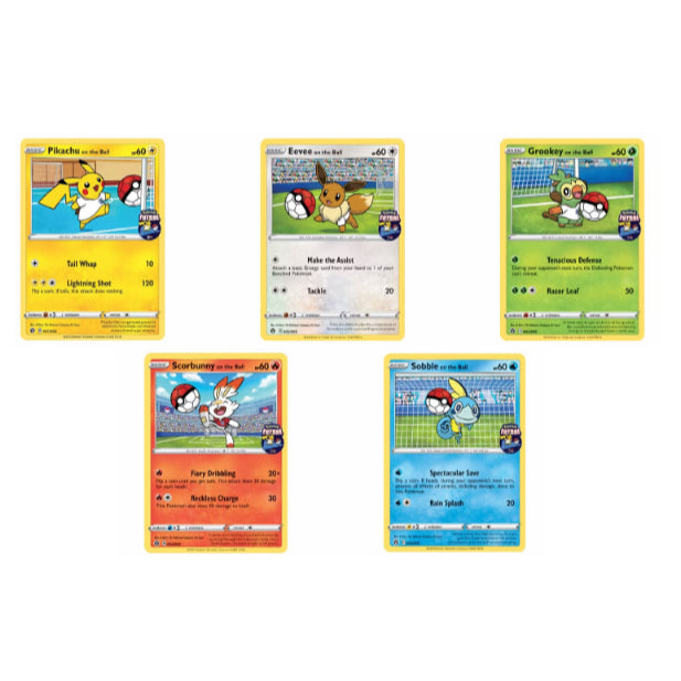 UK Exclusive Pokemon Futsal Set (Pikachu, Eevee, Scorbunny, Grookey & Sobble) on the Ball Card. (Seal)